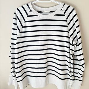 H&M Black and White Striped Crew Neck Sweater